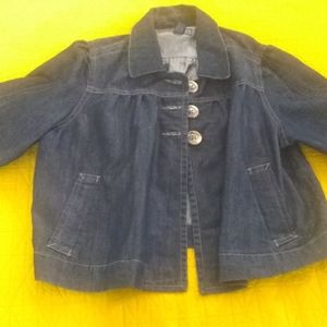 Cropped Dark Denim jacket, 3X, 3/4 sleeves